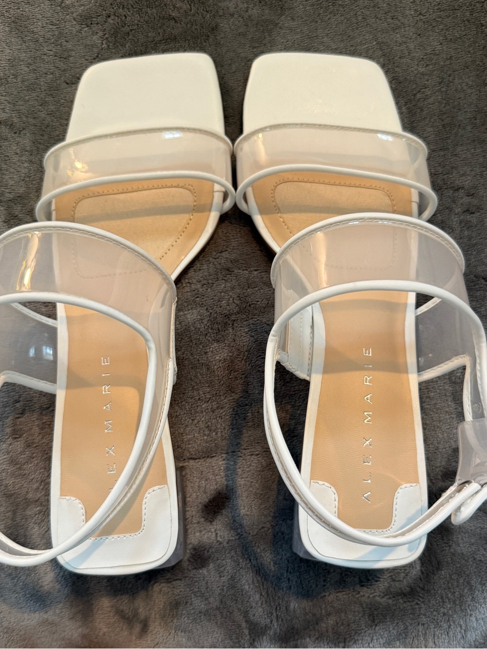 Alex Marie White Clear-Strap Square-Toe Sandals ( never worn)